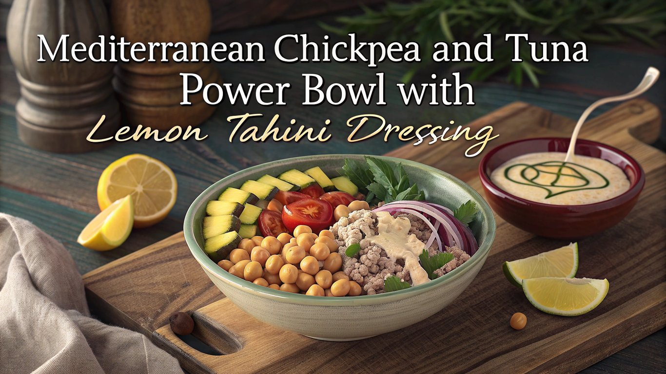 Mediterranean Chickpea and Tuna Power Bowl with Lemon Tahini Dressing