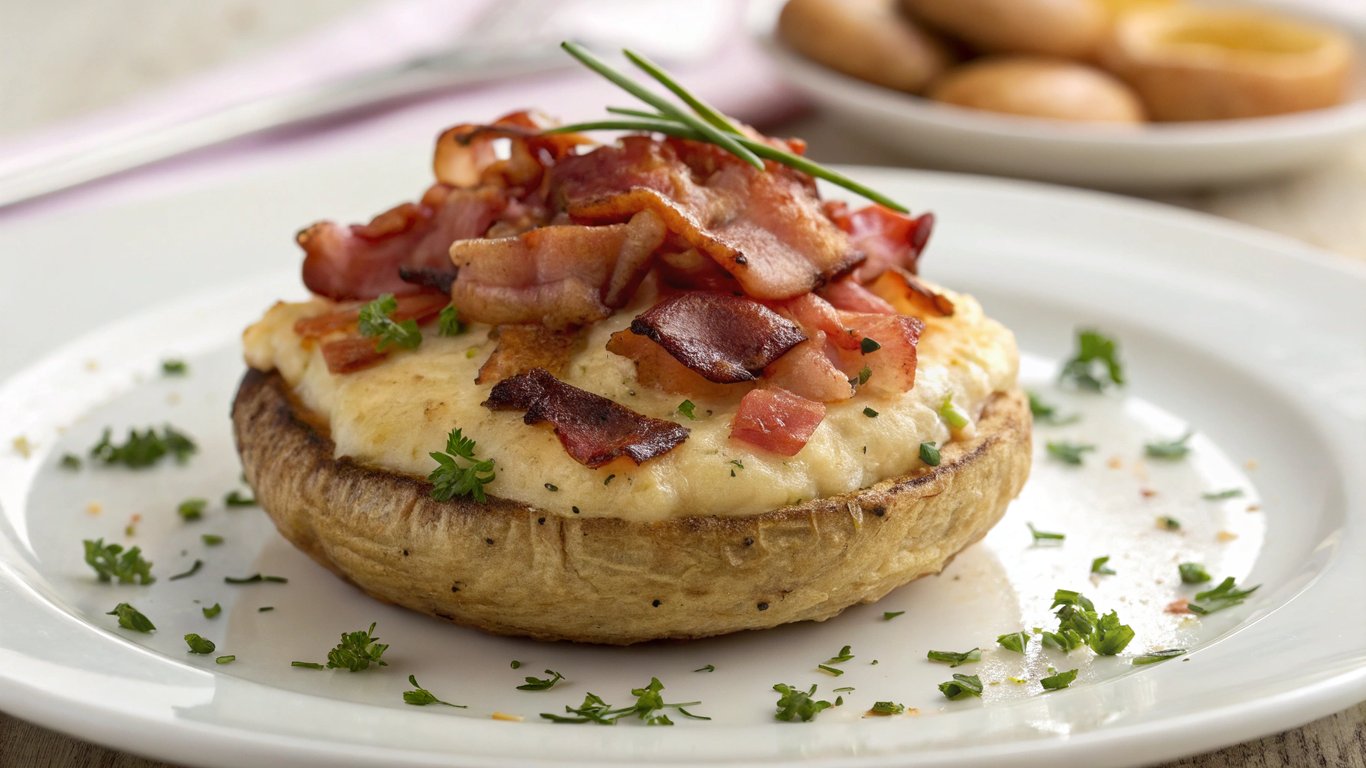 Parasol Mushroom with Bacon Rarebit