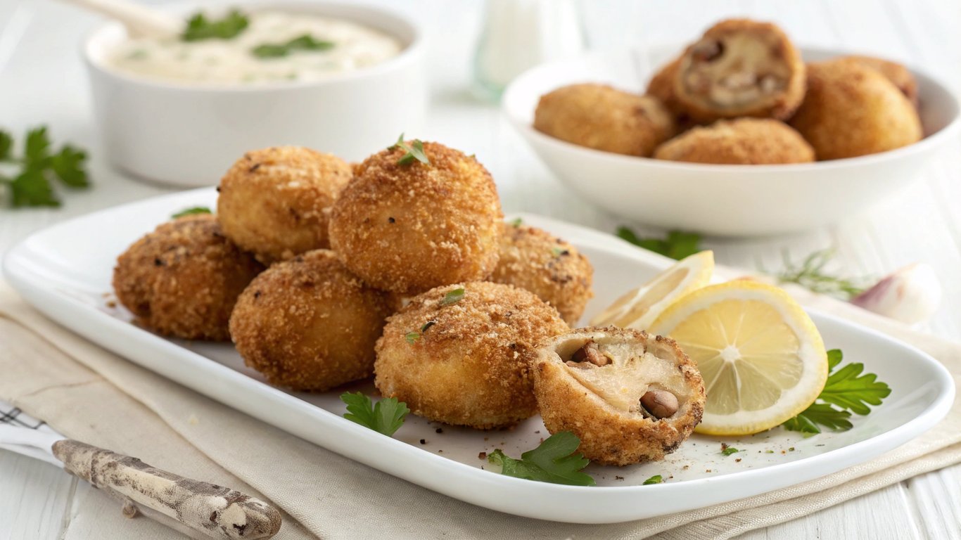 Breaded and Fried Parasol Mushrooms