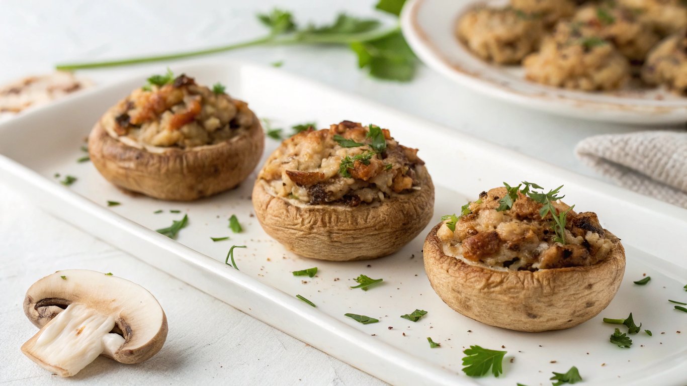Stuffed Parasol Mushroom Caps