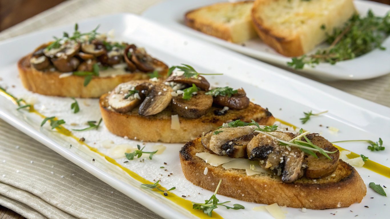 Fried Parasol Mushrooms Bruschetta