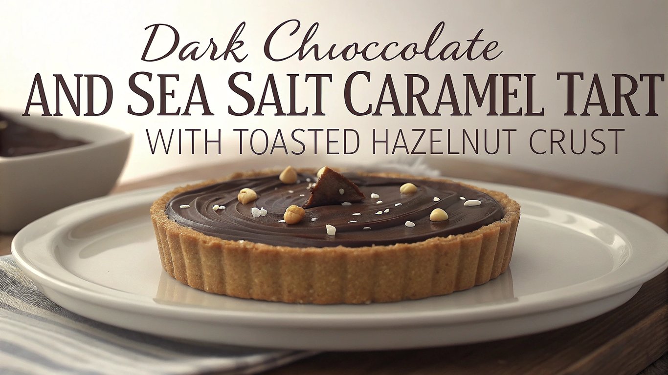 Dark Chocolate and Sea Salt Caramel Tart with Toasted Hazelnut Crust