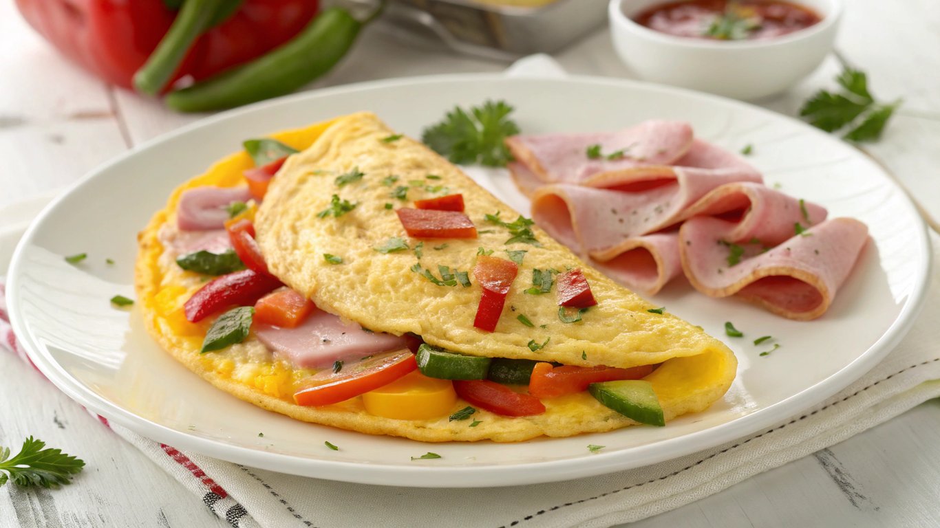 Bell Pepper and Ham Omelet